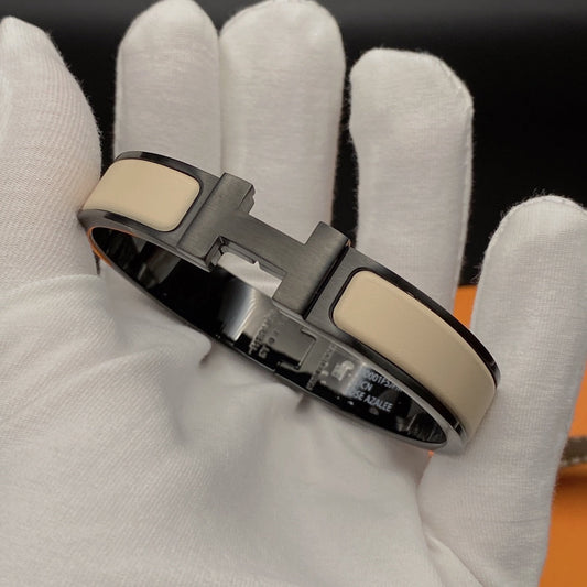 [Max Jewelry ]H BRACELET 12MM BLACK BEIGE CERAMIC