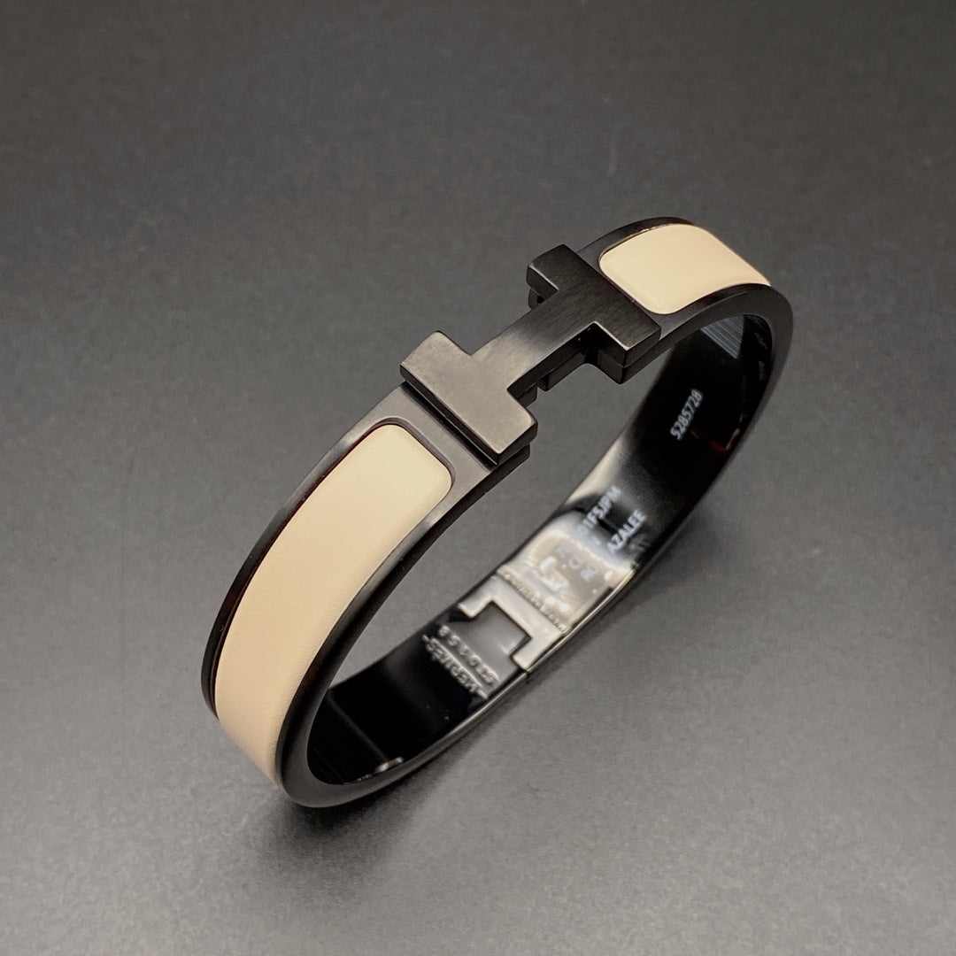 [Max Jewelry ]H BRACELET 12MM BLACK BEIGE CERAMIC