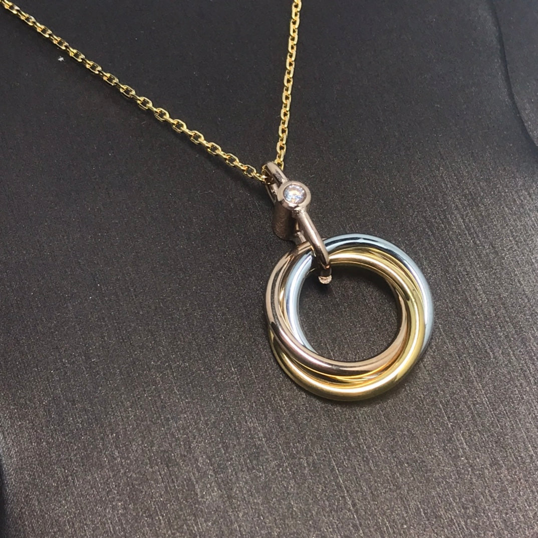 [Max Jewelry ]TRINITY SILVER GOLD PINK GOLD NECKLACE