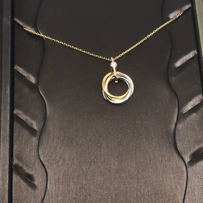 [Max Jewelry ]TRINITY SILVER GOLD PINK GOLD NECKLACE