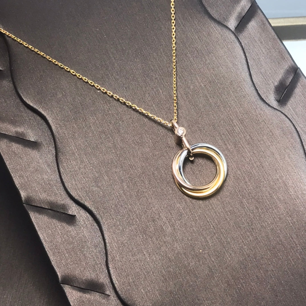 [Max Jewelry ]TRINITY SILVER GOLD PINK GOLD NECKLACE