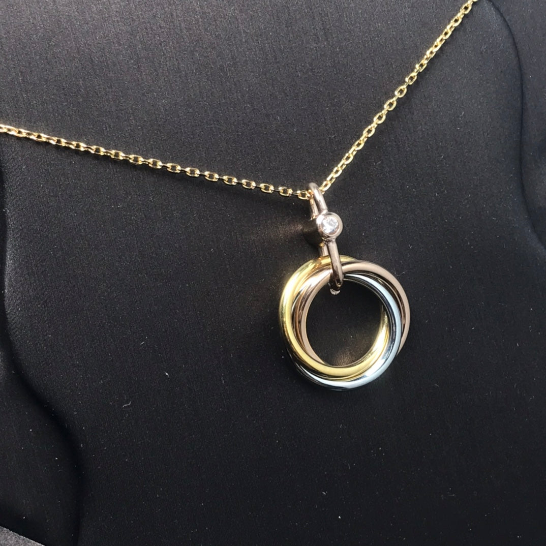 [Max Jewelry ]TRINITY SILVER GOLD PINK GOLD NECKLACE