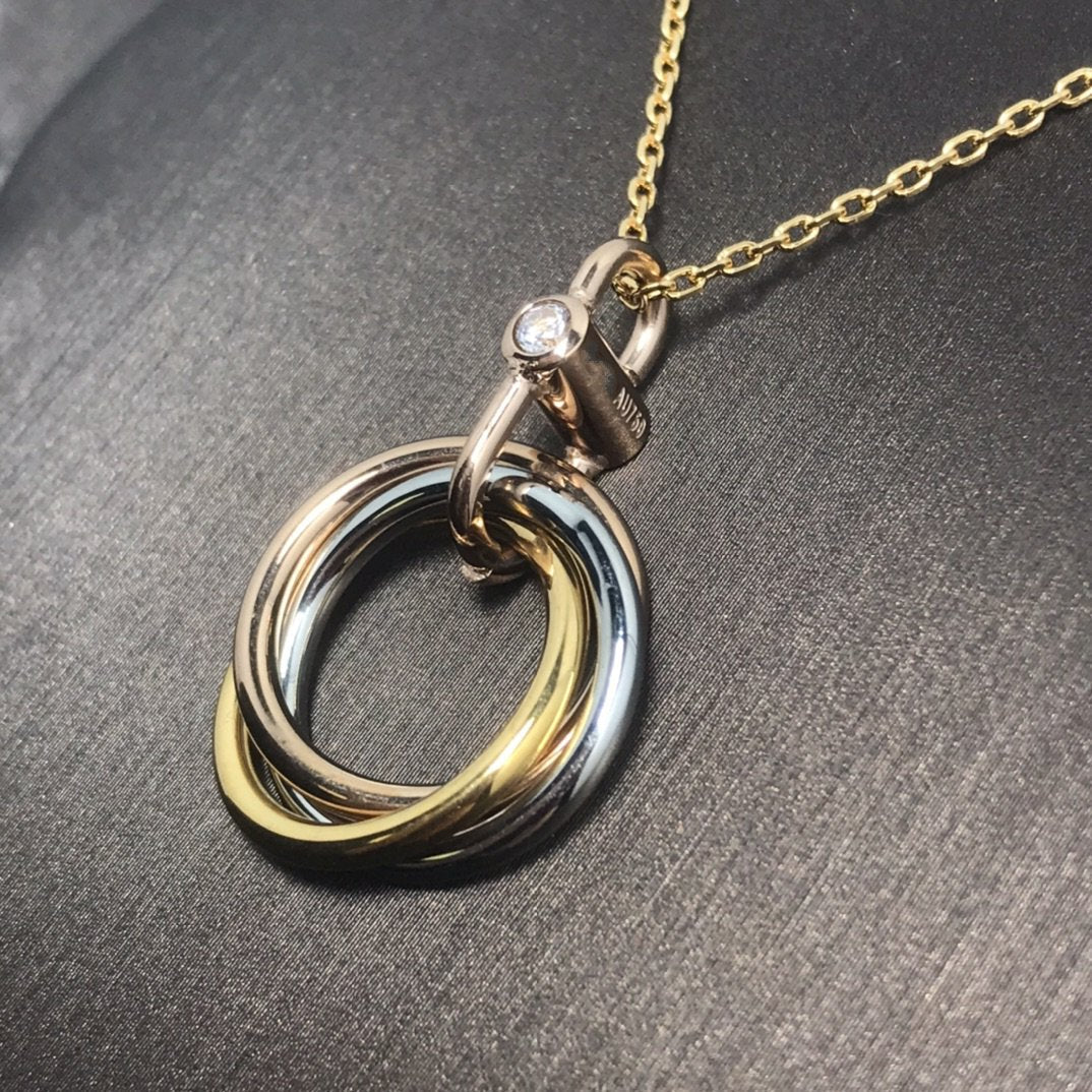 [Max Jewelry ]TRINITY SILVER GOLD PINK GOLD NECKLACE