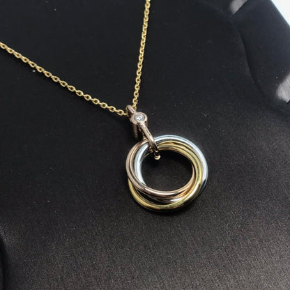 [Max Jewelry ]TRINITY SILVER GOLD PINK GOLD NECKLACE