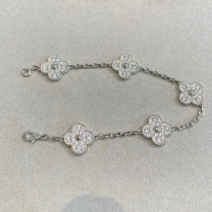 [Max Jewelry ] CLOVER 5 MOTIF FULL DIAMOND BRACELET COLLECTION