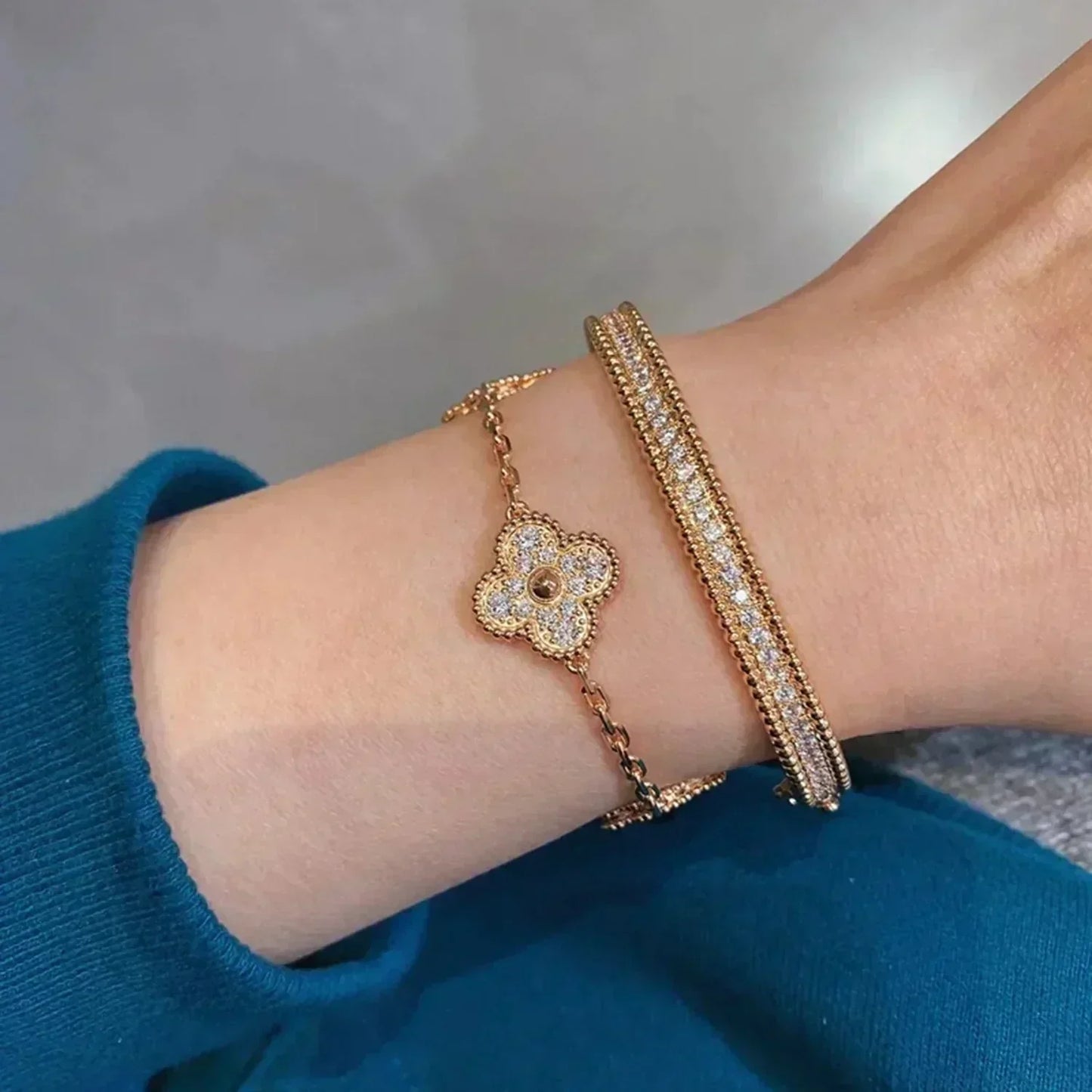 [Max Jewelry ] CLOVER 5 MOTIF FULL DIAMOND BRACELET COLLECTION