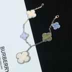 [Plus&Max]CLOVER BRACELET 5 MOTIFS MOP CHALCEDONY SILVER
