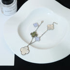 [Plus&Max]CLOVER BRACELET 5 MOTIFS MOP CHALCEDONY SILVER