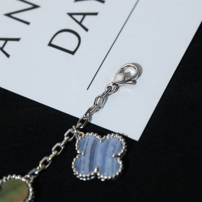 [Max Jewelry ]CLOVER BRACELET 5 MOTIFS MOP CHALCEDONY SILVER