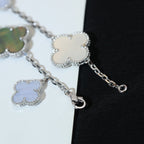 [Plus&Max]CLOVER BRACELET 5 MOTIFS MOP CHALCEDONY SILVER