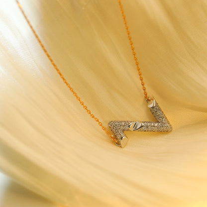 [Max Jewelry ]VOLT SILVER DIAMOND PEDANT NECKLACE