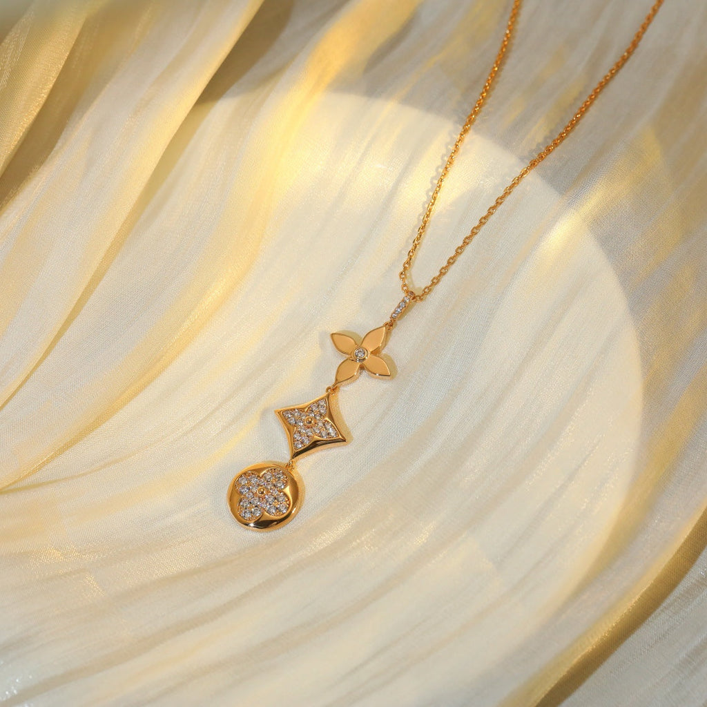 [Plus&Max]STAR AND SUN DIAMOND PINK GOLD NECKLACE