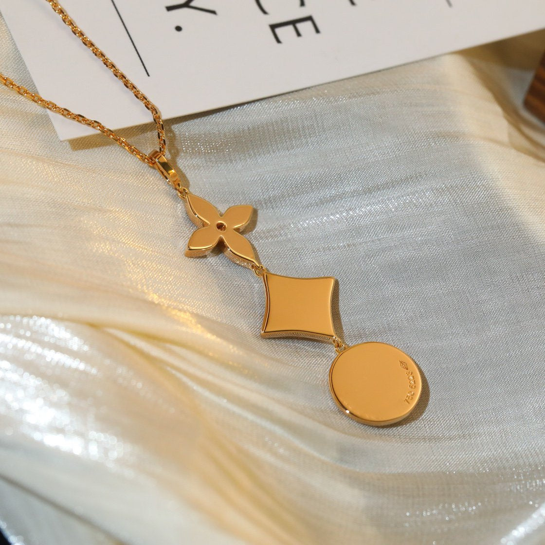 [Max Jewelry ]STAR AND SUN DIAMOND PINK GOLD NECKLACE
