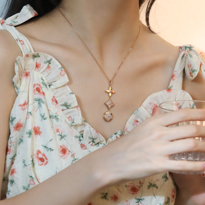 [Max Jewelry ]STAR AND SUN DIAMOND PINK GOLD NECKLACE