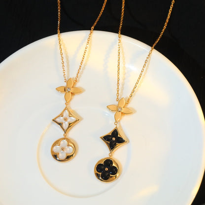 [Max Jewelry ]STAR AND SUN ONYX PINK GOLD NECKLACE