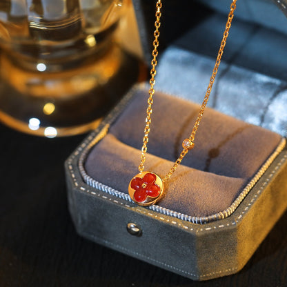 [Max Jewelry ]SUN PEDANT PINK GOLD 1 DIAMOND NECKLACE