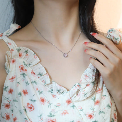 [Max Jewelry ]SUN PEDANT PINK GOLD 1 DIAMOND NECKLACE