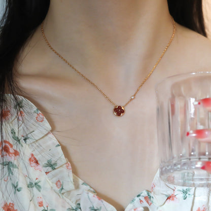 [Max Jewelry ]SUN PEDANT PINK GOLD 1 DIAMOND NECKLACE