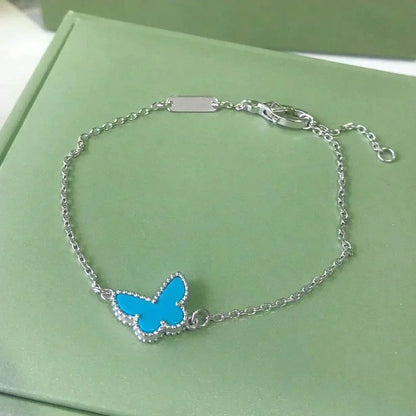 [Max Jewelry ]BUTTERFLY TURQUOISE BUTTERFLY BRACELET SILVER