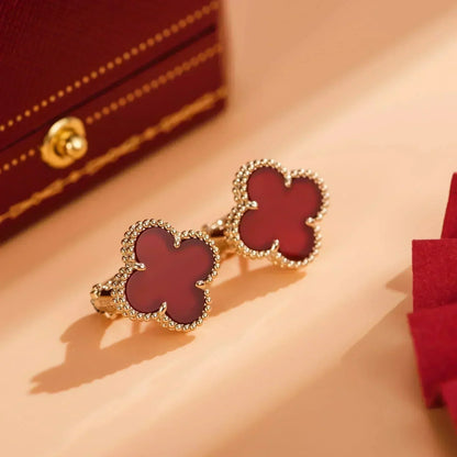 [Max Jewelry ]CLOVER MEDIUM 1 MOTIFS CARNELIAN  EARRINGS