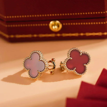 [Max Jewelry ]CLOVER MEDIUM 1 MOTIFS CARNELIAN  EARRINGS