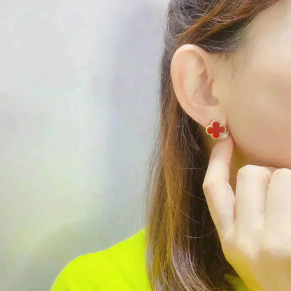 [Max Jewelry ]CLOVER MEDIUM 1 MOTIFS CARNELIAN  EARRINGS