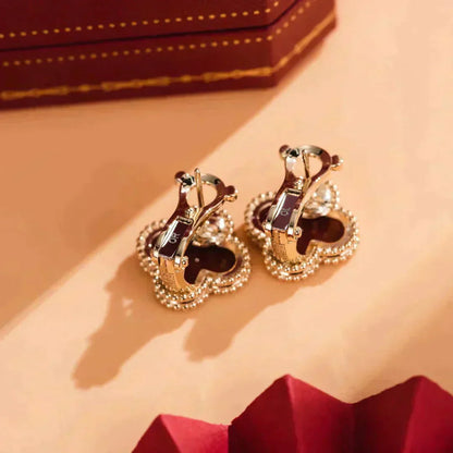 [Max Jewelry ]CLOVER MEDIUM 1 MOTIFS CARNELIAN  EARRINGS