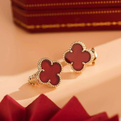 [Max Jewelry ]CLOVER MEDIUM 1 MOTIFS CARNELIAN  EARRINGS