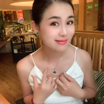 [Max Jewelry ]CLOVER MEDIUM 1 MOTIFS MALACHITE  EARRINGS