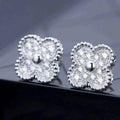 [Plus&Max]CLOVER 1 MOTIFS DIAMOND STUD EARRINGS SILVER