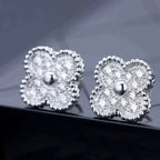 [Plus&Max]CLOVER 1 MOTIFS DIAMOND STUD EARRINGS SILVER
