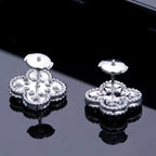 [Plus&Max]CLOVER 1 MOTIFS DIAMOND STUD EARRINGS SILVER