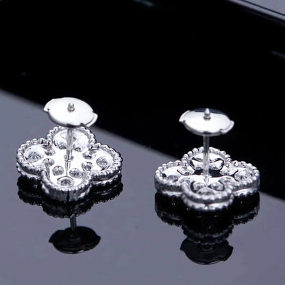 [Max Jewelry ]CLOVER 1 MOTIFS DIAMOND STUD EARRINGS SILVER