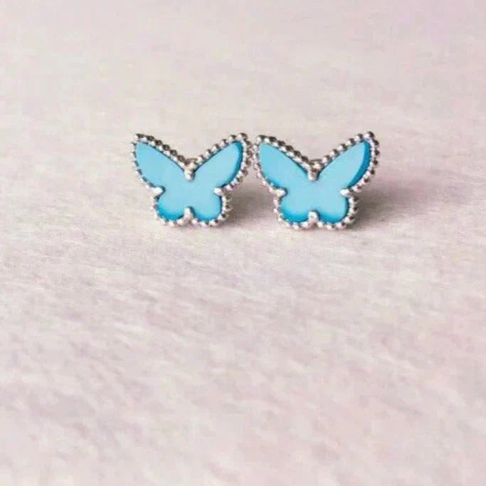 [Max Jewelry ]BUTTERFLY TURQUOISE EARRINGS SILVER