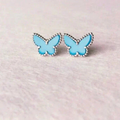 [Max Jewelry ]BUTTERFLY TURQUOISE EARRINGS SILVER