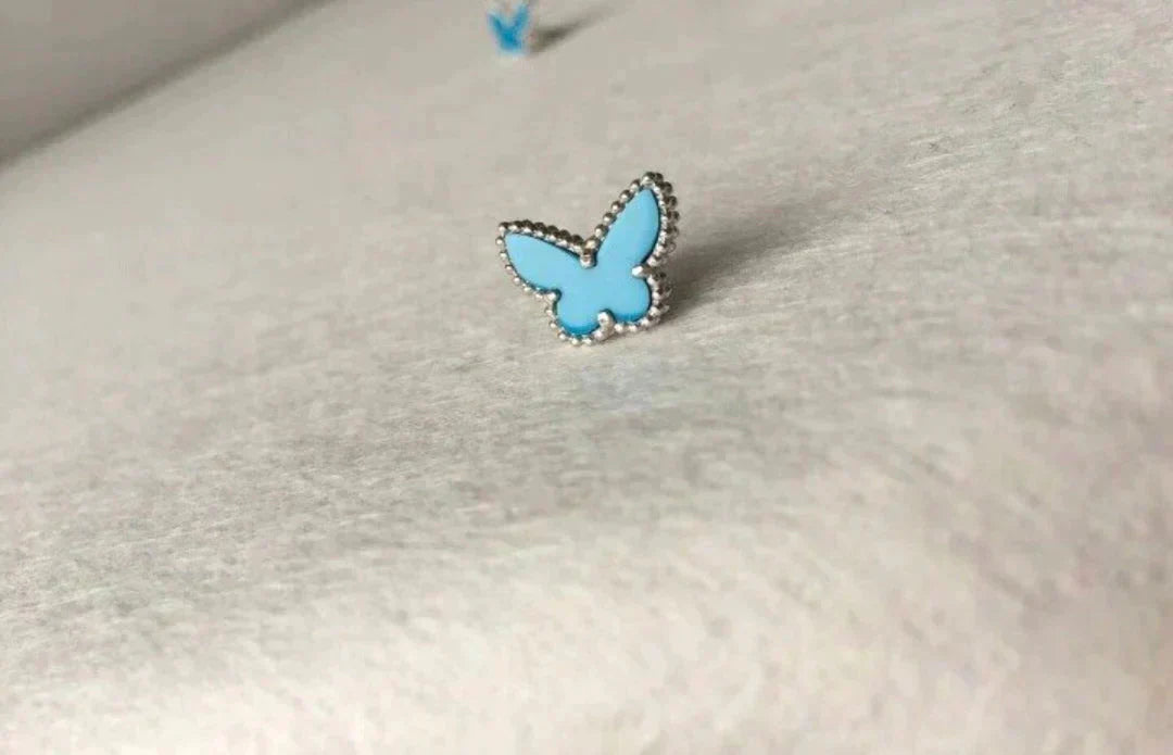 [Max Jewelry ]BUTTERFLY TURQUOISE EARRINGS SILVER