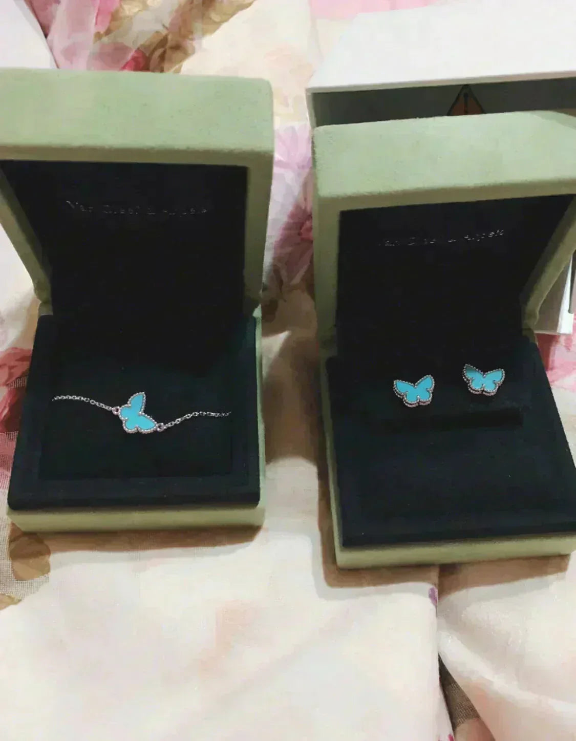 [Max Jewelry ]BUTTERFLY TURQUOISE EARRINGS SILVER