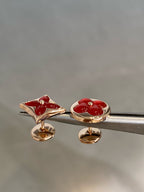 [Plus&Max]STAR AND SUN PINK GOLD CARNELIAN STUD EARRINGS