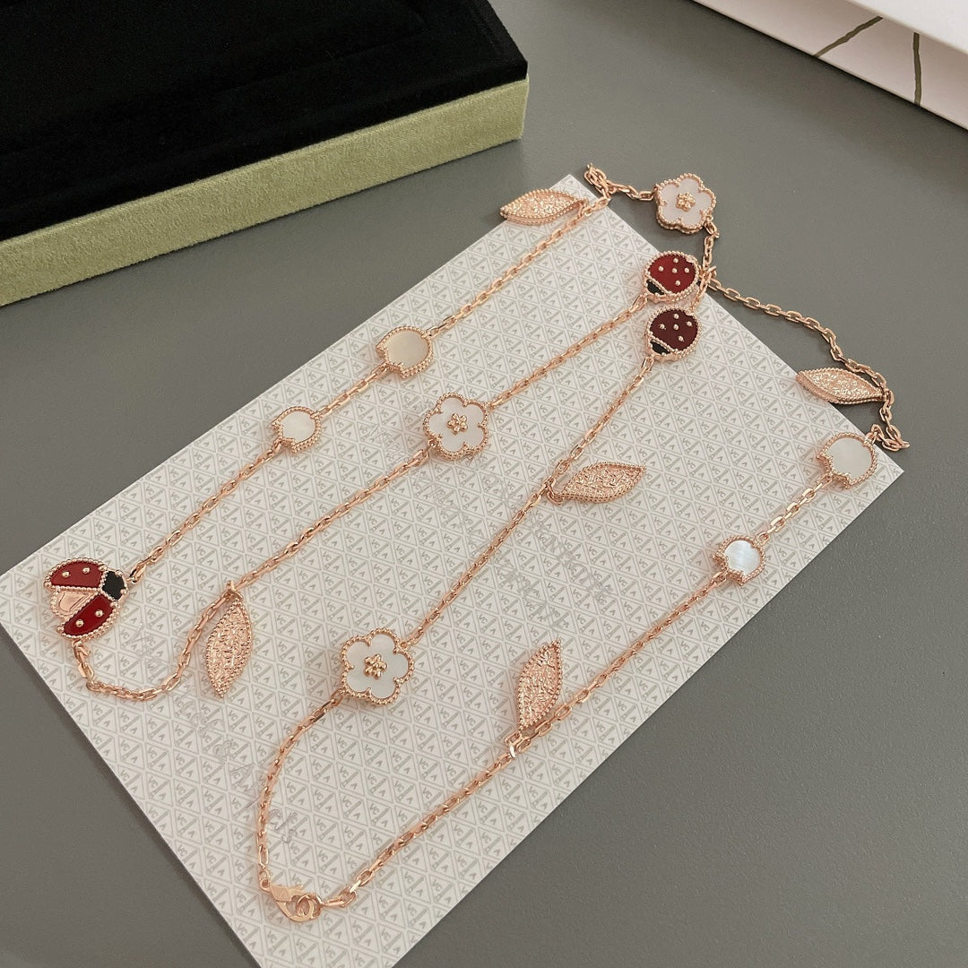 [Max Jewelry ]LUCKY SPRING 15 MOTIFS ROSE GOLD NECKLACE