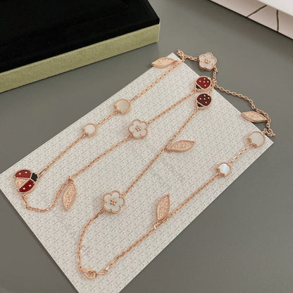 [Max Jewelry ]LUCKY SPRING 15 MOTIFS ROSE GOLD NECKLACE