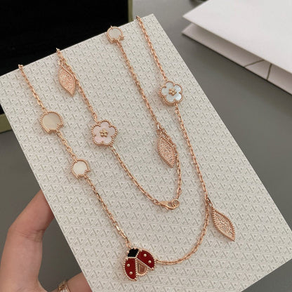 [Max Jewelry ]LUCKY SPRING 15 MOTIFS ROSE GOLD NECKLACE