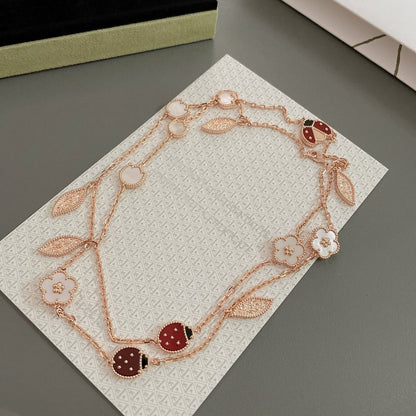 [Max Jewelry ]LUCKY SPRING 15 MOTIFS ROSE GOLD NECKLACE