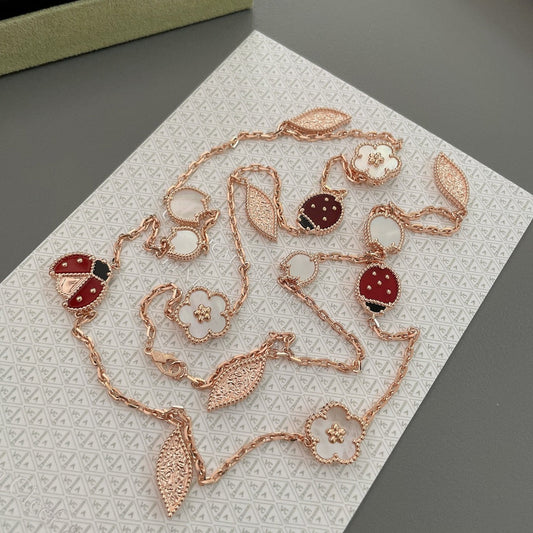 [Max Jewelry ]LUCKY SPRING 15 MOTIFS ROSE GOLD NECKLACE