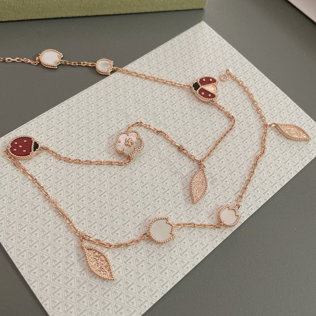 [Max Jewelry ]LUCKY SPRING 15 MOTIFS ROSE GOLD NECKLACE