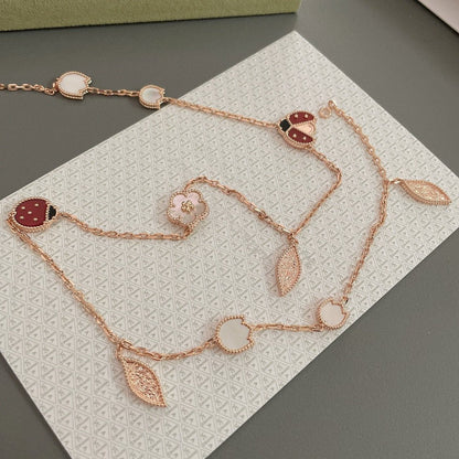 [Max Jewelry ]LUCKY SPRING 15 MOTIFS ROSE GOLD NECKLACE