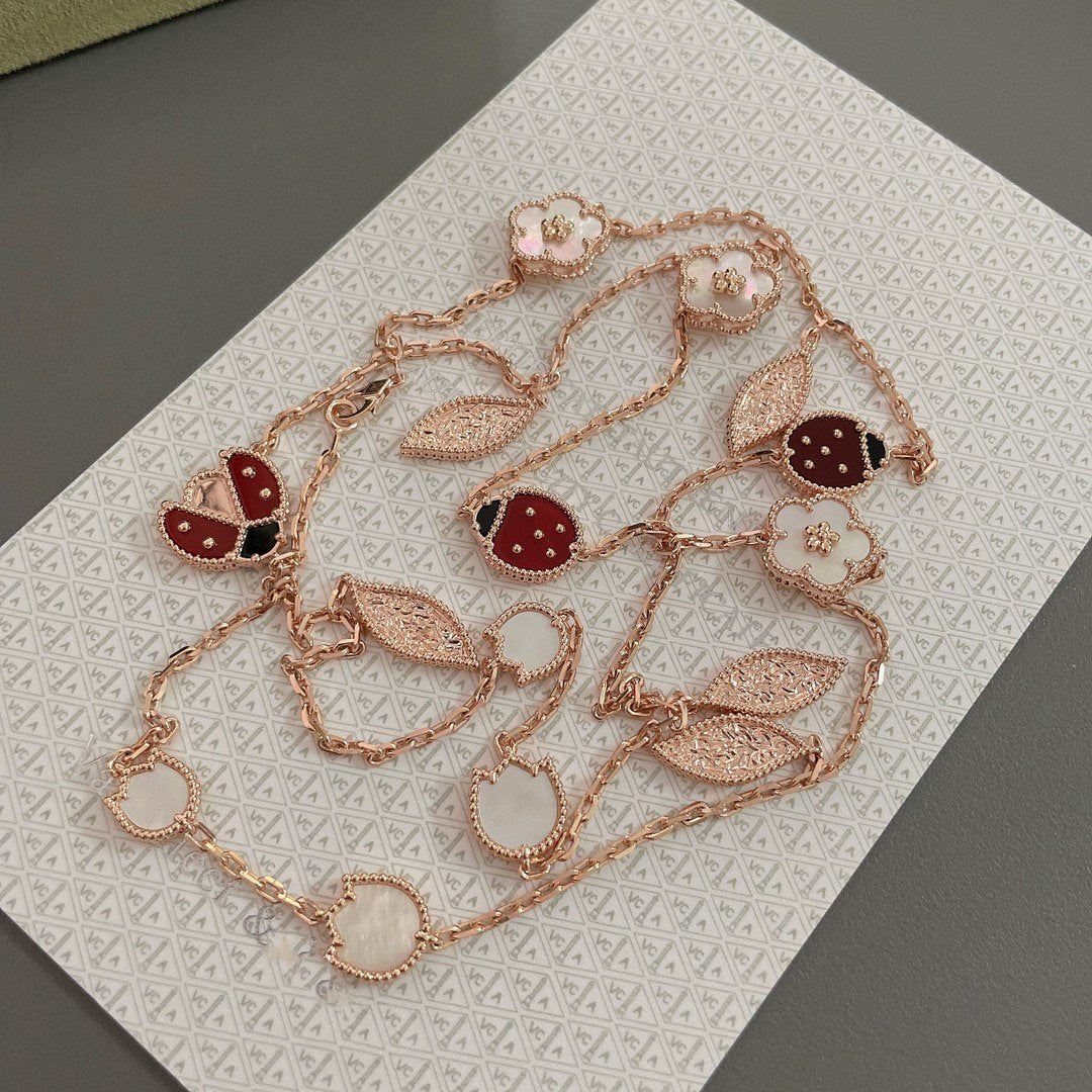 [Max Jewelry ]LUCKY SPRING 15 MOTIFS ROSE GOLD NECKLACE