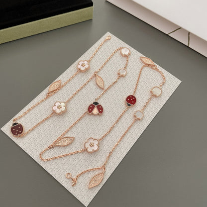 [Max Jewelry ]LUCKY SPRING 15 MOTIFS ROSE GOLD NECKLACE