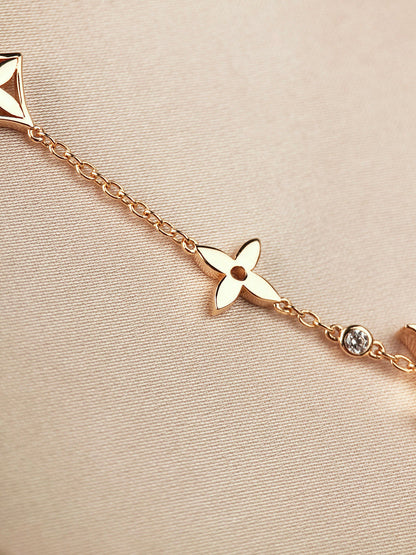 [Max Jewelry ]STAR AND SUN 7 MOTIFS GOLD BRACELET