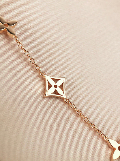[Max Jewelry ]STAR AND SUN 7 MOTIFS GOLD BRACELET