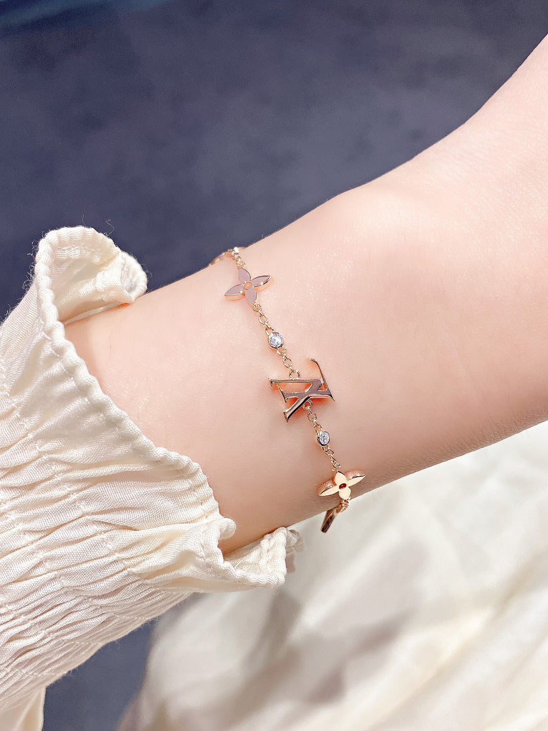 [Max Jewelry ]STAR AND SUN 7 MOTIFS GOLD BRACELET
